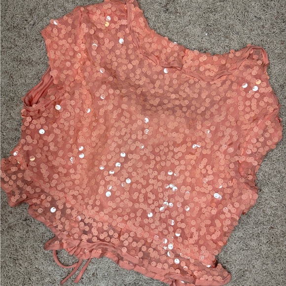 Sequin Ruffle Pink Top - Picture 4 of 4